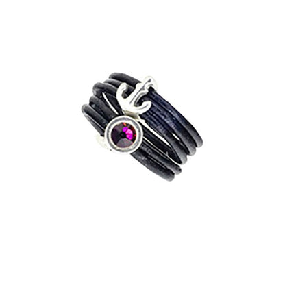 Birthstone Power Leather Ring
