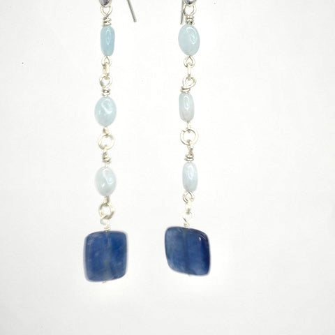 Aquamarine and Kyanite Earrings