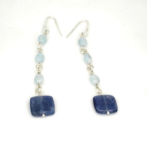 Aquamarine and Kyanite Earrings