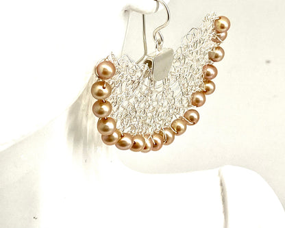 Two Tone Statement Fan Earrings