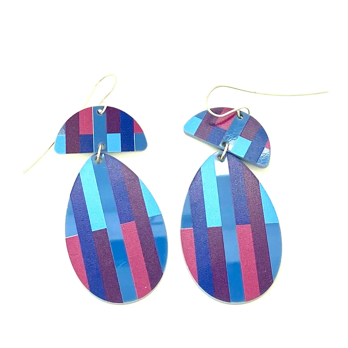 Blue stripe acrylic earrings