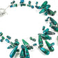 Blue Green Natural Multi strand Necklace with Sterling Silver Heart Clasp