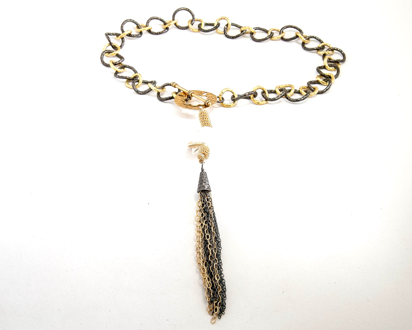 Chunky Gold and Black Chain with Tassel