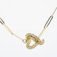 Gold Paper Clip Chain with Heart Pendant