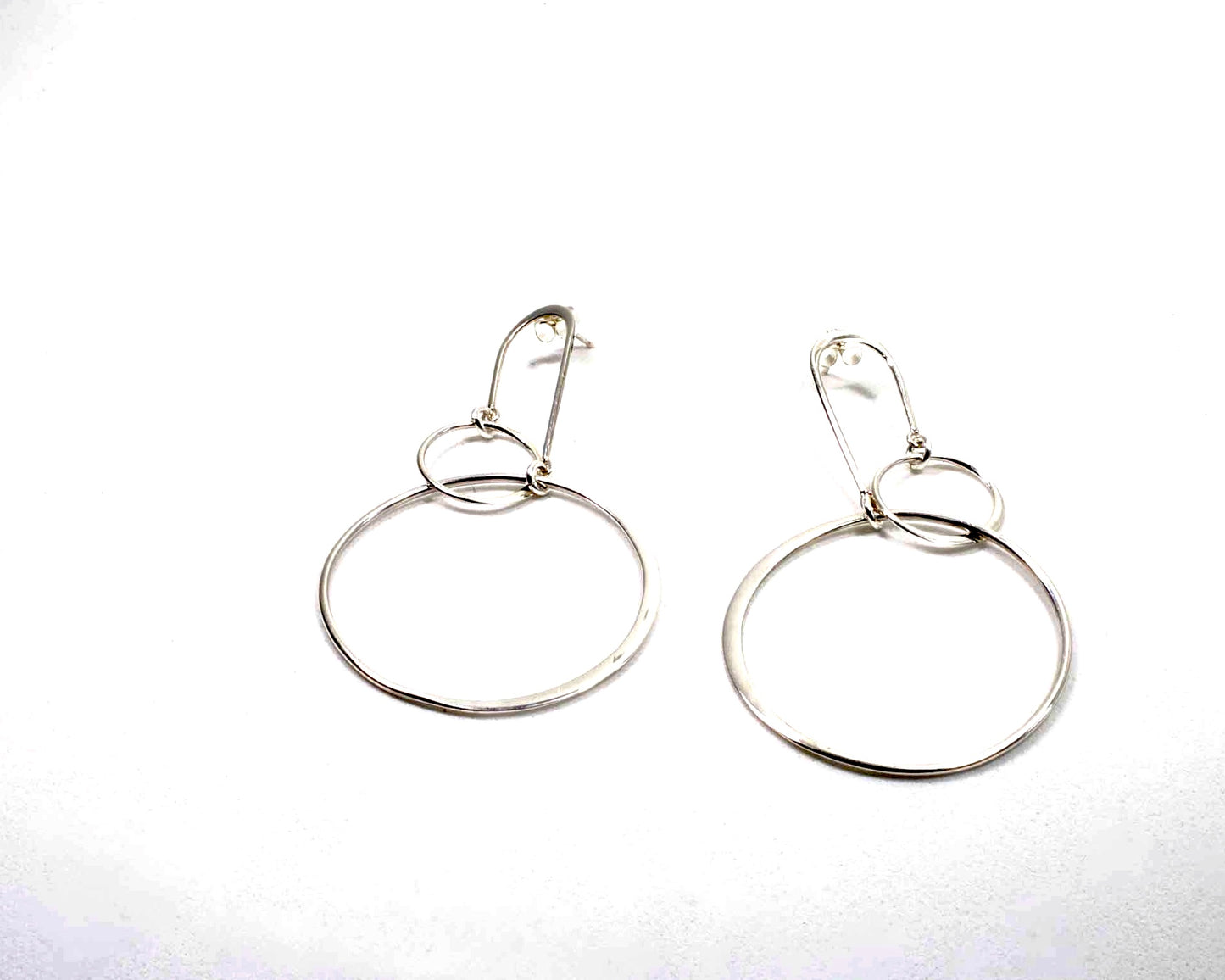 Sterling Silver double hoop earrings on an arch deco post