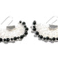 Fine silver fan shaped earrings with onyx.