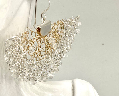 Two Tone Statement Fan Earrings