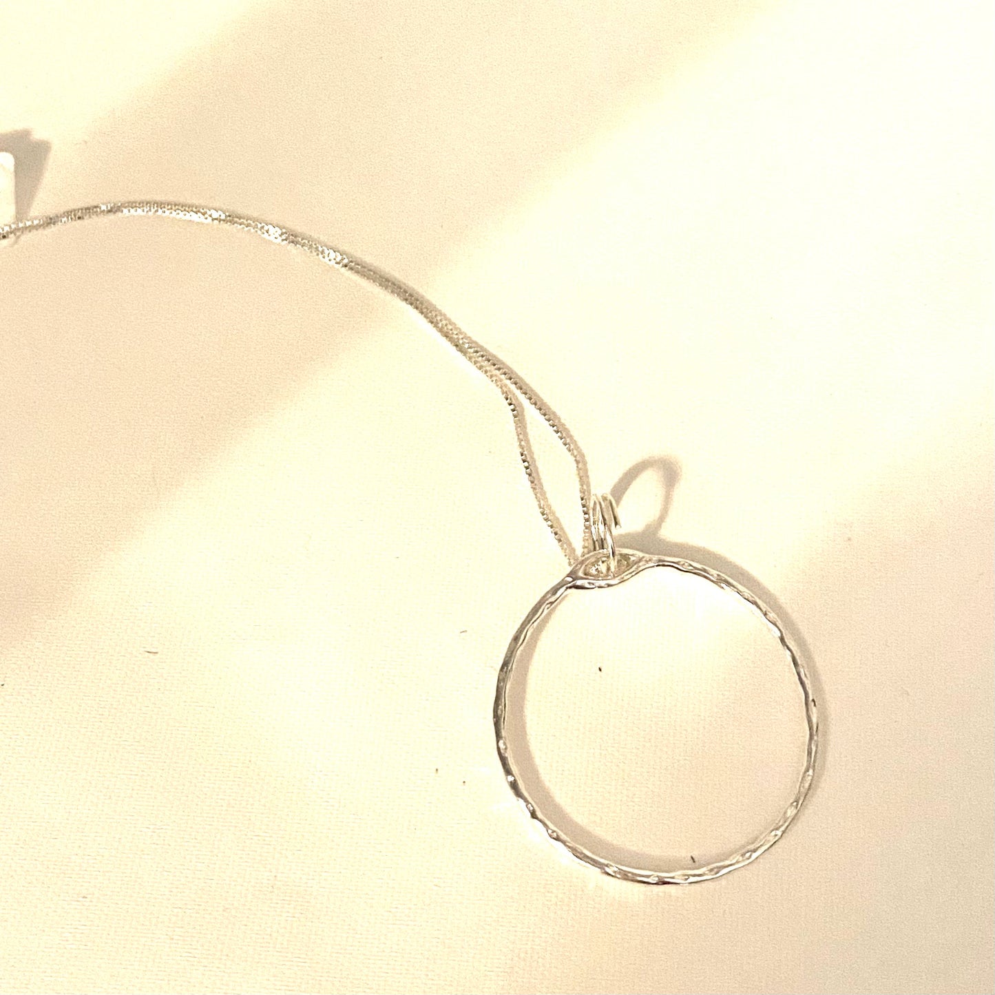 Hammered Sterling Silver Circle Pendant