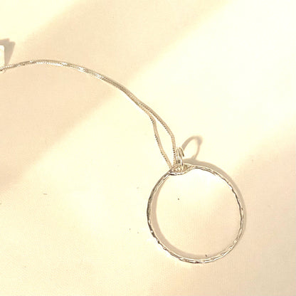 Hammered Sterling Silver Circle Pendant