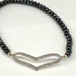 Hematite and Pave Heart Bracelet