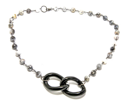 Love Knot Onyx and Agate Necklace