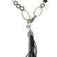 Onyx and Sterling. Silver Tassel Necklace