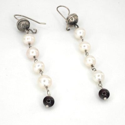 Freshwater Pearl and Garnet Earrings