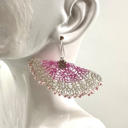 Two Tone Statement Fan Earrings