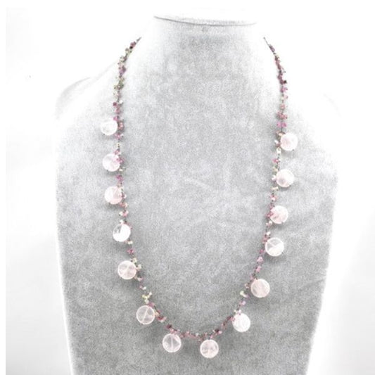 Rose Quartz and Ruby Necklace