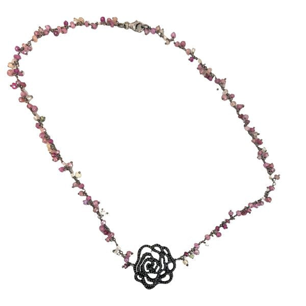 Ruby Crystal Flower Pendant