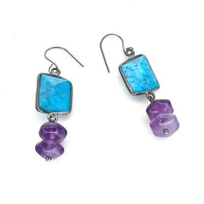 Turquoise and Amethyst Earrings
