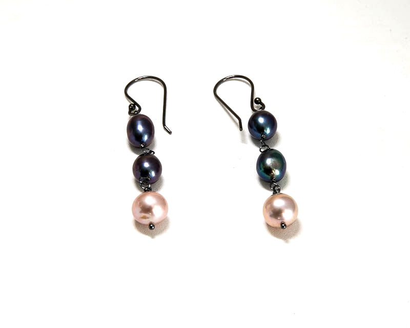 Two tone Fresh Water Pearl Earrings